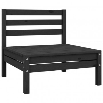 Set mobilier de grădină, 3 piese, negru, lemn masiv de pin - Img 8