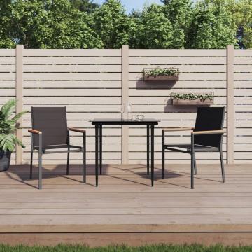Set mobilier de grădină, 3 piese, negru, textilenă și oțel - Img 1
