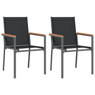 Set mobilier de grădină, 3 piese, negru, textilenă și oțel - Img 4