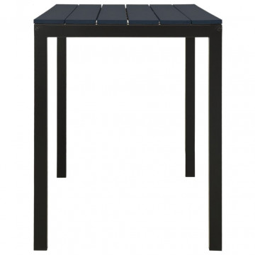 Set mobilier de grădină, 3 piese, negru, WPC și oțel - Img 6