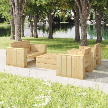 Set mobilier de grădină, 4 piese, lemn de pin tratat - Img 1