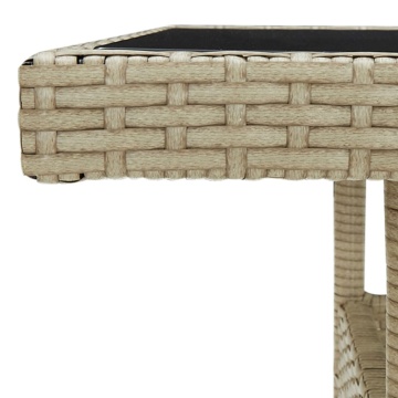 Set mobilier de grădină, 5 piese, bej, poliratan și sticlă - Img 4
