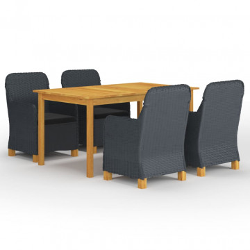 Set mobilier de grădină, 5 piese, gri închis - Img 1