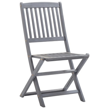 Set mobilier de grădină, 5 piese, gri, lemn masiv de acacia - Img 7