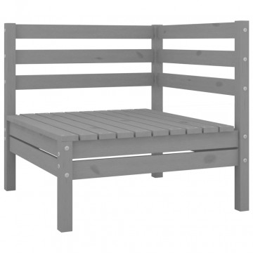 Set mobilier de grădină, 5 piese, gri, lemn masiv de pin - Img 3