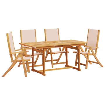 Set mobilier de grădină, 5 piese, lemn masiv acacia/textilenă - Img 2