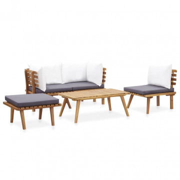 Set mobilier de grădină, 5 piese, lemn masiv de acacia - Img 2