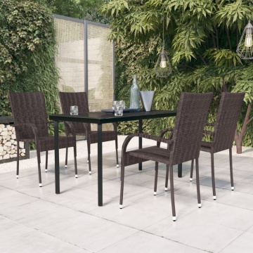 Set mobilier de grădină, 5 piese, maro și negru - Img 1
