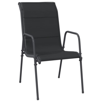 Set mobilier de grădină, 5 piese, negru, oțel și textilenă - Img 3