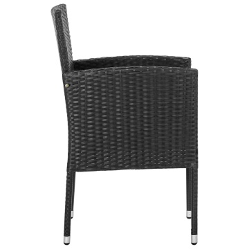 Set mobilier de grădină, 5 piese, negru, poliratan și oțel - Img 5