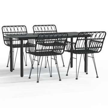 Set mobilier de grădină, 5 piese, negru, poliratan - Img 2