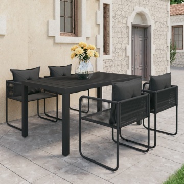 Set mobilier de grădină, 5 piese, negru, ratan PVC - Img 1