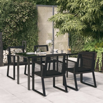 Set mobilier de grădină, 5 piese, negru, ratan PVC - Img 1