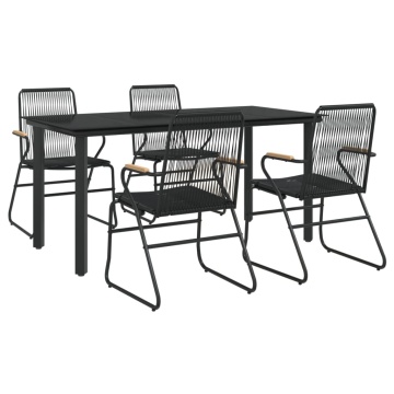 Set mobilier de grădină, 5 piese, negru, ratan PVC - Img 3