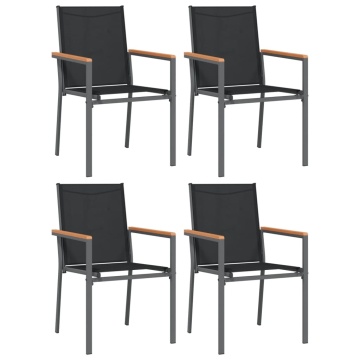 Set mobilier de grădină, 5 piese, negru, textilenă și oțel - Img 4