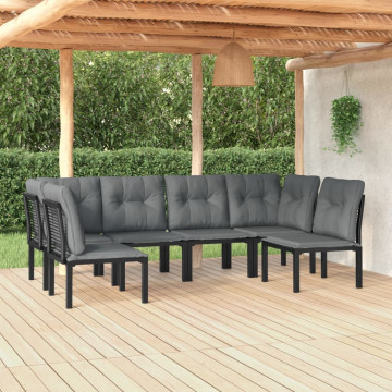 Set mobilier de grădină, 6 piese, negru și gri, poliratan - Img 1