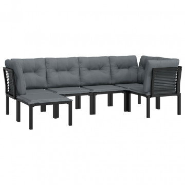 Set mobilier de grădină, 6 piese, negru și gri, poliratan - Img 3
