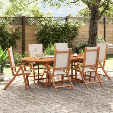 Set mobilier de grădină, 7 piese, lemn masiv acacia/textilenă - Img 1