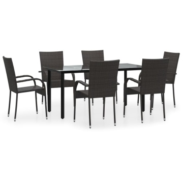 Set mobilier de grădină, 7 piese, maro, poliratan - Img 2