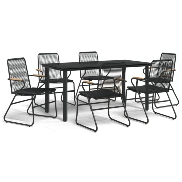 Set mobilier de grădină, 7 piese, negru, ratan PVC - Img 2