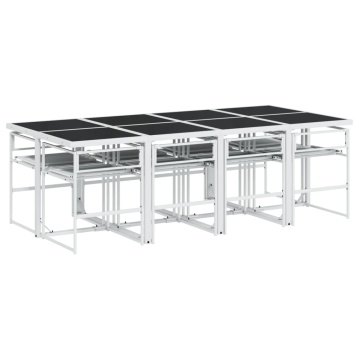 Set mobilier de grădină, 9 piese, cu perne, alb, textilenă - Img 8