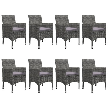 Set mobilier de grădină, 9 piese, gri, poliratan și sticlă - Img 5