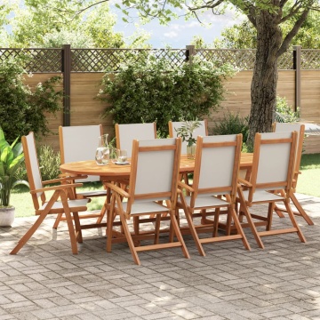 Set mobilier de grădină, 9 piese, lemn masiv acacia/textilenă - Img 1