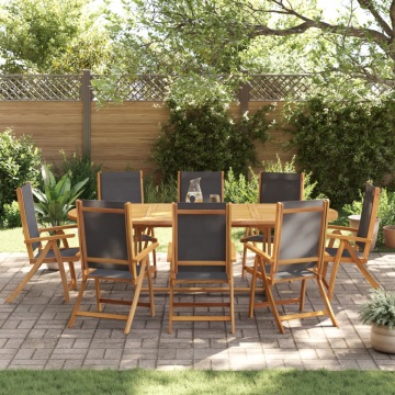 Set mobilier de grădină, 9 piese, lemn masiv acacia/textilenă - Img 3