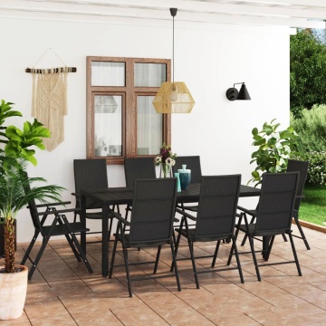 Set mobilier de grădină, 9 piese, negru - Img 1