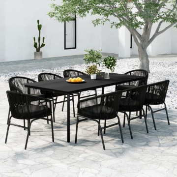 Set mobilier de grădină, 9 piese, negru - Img 1