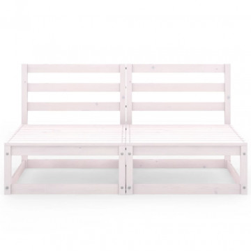 Set mobilier de grădină cu 2 locuri, alb, lemn masiv de pin - Img 3