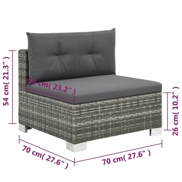Set mobilier de grădină cu perne, 10 piese, gri, poliratan - Img 7