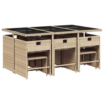 Set mobilier de grădină cu perne, 11 piese, bej, poliratan - Img 3