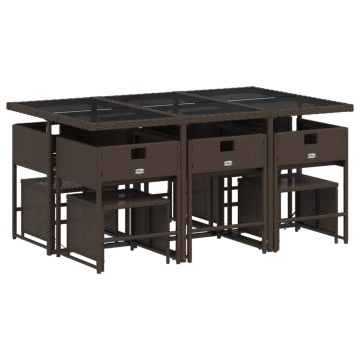 Set mobilier de grădină cu perne, 11 piese, maro, poliratan - Img 3