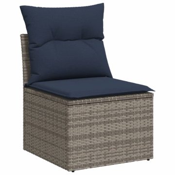 Set mobilier de grădină cu perne, 12 piese, gri, poliratan - Img 3