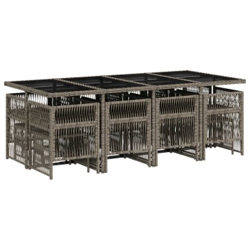Set mobilier de grădină cu perne, 13 piese, gri, poliratan - Img 3