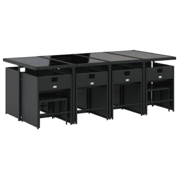 Set mobilier de grădină cu perne, 13 piese, negru, poliratan - Img 3