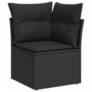 Set mobilier de grădină cu perne, 13 piese, negru, poliratan - Img 4