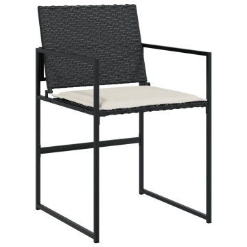 Set mobilier de grădină cu perne, 13 piese, negru, poliratan - Img 4