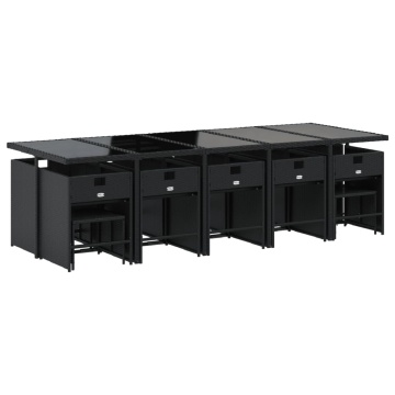 Set mobilier de grădină cu perne, 15 piese, negru, poliratan - Img 3