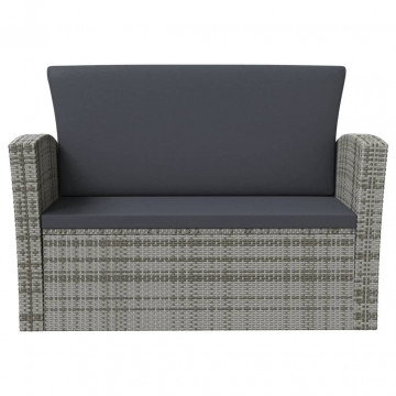 Set mobilier de grădină cu perne, 16 piese, gri, poliratan - Img 5