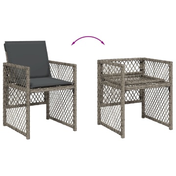 Set mobilier de grădină cu perne, 17 piese, gri, poliratan - Img 6