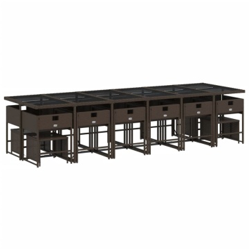 Set mobilier de grădină cu perne, 17 piese, maro, poliratan - Img 4