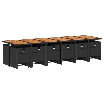 Set mobilier de grădină cu perne, 17 piese, negru, poliratan - Img 3