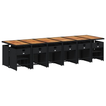 Set mobilier de grădină cu perne, 17 piese, negru, poliratan - Img 8