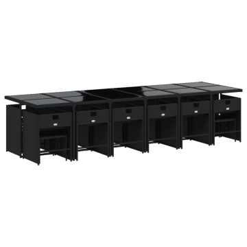 Set mobilier de grădină cu perne, 17 piese, negru, poliratan - Img 8