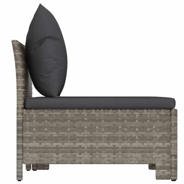 Set mobilier de grădină cu perne, 2 piese, gri, poliratan - Img 8