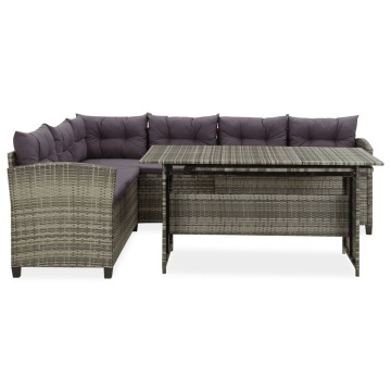 Set mobilier de grădină cu perne, 2 piese, gri, poliratan - Img 2