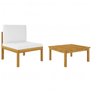 Set mobilier de grădină cu perne, 2 piese, lemn masiv acacia - Img 1