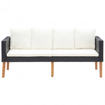 Set mobilier de grădină cu perne, 2 piese, negru, poliratan - Img 4